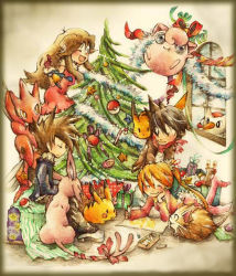 Rule 34 | 2boys, 2girls, bell, blue oak, bow, brown hair, christmas, christmas tree, coloring, creatures (company), delibird, espeon, closed eyes, game freak, gen 1 pokemon, gen 2 pokemon, gift, green (pokemon), jigglypuff, kazaori, multiple boys, multiple girls, nintendo, one eye closed, pikachu, poke ball, pokemon, pokemon (creature), pokemon adventures, raticate, red (pokemon), ribbon, scarf, scizor, tail, tail bow, tail ornament, tail ribbon, wink, yellow (pokemon)
