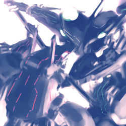 Rule 34 | 00s, anubis (z.o.e.), battle, eye contact, glowing, glowing eyes, green eyes, jehuty, looking at another, mecha, no humans, okka (okka0918), orbital frame (zone of the enders), red eyes, robot, simple background, sketch, white background, zone of the enders, zone of the enders 2