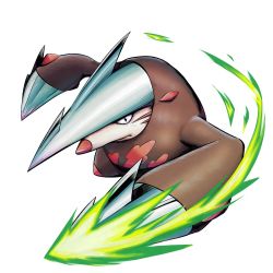 Rule 34 | black eyes, claws, closed mouth, commentary request, creatures (company), energy, excadrill, full body, game freak, gen 5 pokemon, highres, incoming attack, looking at viewer, nintendo, no humans, pokemon, pokemon (creature), show (syota27ss), simple background, solo, spikes, white background