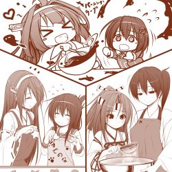 Rule 34 | &gt; &lt;, 10s, 6+girls, :d, > <, @ @, ^ ^, apron, blush stickers, chibi, chocolate, closed eyes, comic, commentary request, cookie, cookie cutter, closed eyes, flying sweatdrops, folded ponytail, food, hachimaki, haguro (kancolle), hair ornament, hairband, haruna (kancolle), haryuu (poetto), headband, heart, heart in mouth, highres, inazuma (kancolle), kaga (kancolle), kantai collection, kongou (kancolle), long hair, mixing bowl, monochrome, multiple girls, nontraditional miko, open mouth, school uniform, serafuku, short hair, side ponytail, sieve, smile, translation request, valentine, wavy mouth, whisk, xd, zuihou (kancolle)