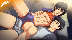 Rule 34 | 2boys, abs, age difference, big hero 6, black hair, brothers, bulge, crotch, erection, erection under clothes, family, hiro hamada, lying, lying on person, male focus, msucle, multiple boys, nipples, pectorals, siblings, suiton, tadashi hamada, underwear, undressing, yaoi