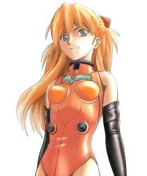 Rule 34 | &gt;:), 00s, 1girl, adapted costume, arms at sides, backlighting, bad id, bad pixiv id, bare shoulders, blue eyes, breasts, closed mouth, cowboy shot, elbow gloves, evangelion: 2.0 you can (not) advance, facing viewer, female focus, gloves, halterneck, headgear, leotard, long hair, looking at viewer, neon genesis evangelion, orange hair, pilot suit, plugsuit, rebuild of evangelion, red leotard, shizu (artist), simple background, skinny, small breasts, smile, smirk, solo, souryuu asuka langley, standing, turtleneck, two side up, tyamag, v-shaped eyebrows, white background