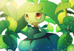 Rule 34 | 1girl, ahoge, colored skin, creatures (company), day, female focus, game freak, gen 7 pokemon, green hair, highres, holding, light rays, long hair, nintendo, no humans, open mouth, outdoors, pink eyes, plant, pokemon, pokemon (creature), solo, standing, steenee, sunbeam, sunlight, twintails, watering can, white skin, yukifuri tsuyu