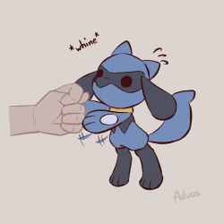 Rule 34 | advos, artist name, chibi, clenched hand, creatures (company), disembodied limb, game freak, gen 4 pokemon, grey background, nintendo, pokemon, pokemon (creature), riolu, simple background, solo, sound effects