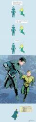 Rule 34 | 2boys, absurdres, aquaman (dc), aquaman (series), arthur curry, artist name, bara, black bodysuit, black gloves, black hair, blonde hair, bodysuit, brothers, dc comics, english text, evinist, gloves, green gloves, highres, holding hands, large pectorals, looking at another, male focus, multiple boys, muscular, muscular male, orm marius, pectorals, short hair, siblings, submerged, two-tone bodysuit, water, yellow bodysuit