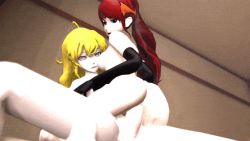 Rule 34 | 2girls, 3d, animated, animated gif, artist request, ass, blonde hair, elbow gloves, full-package futanari, futa with female, futanari, gloves, indoors, looping animation, lowres, multiple girls, nude, ponytail, pyrrha nikos, red hair, rwby, sex, source request, straddling, uncensored, upright straddle, vaginal, yang xiao long