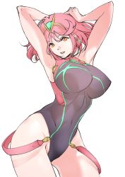 Rule 34 | 1girl, black one-piece swimsuit, breasts, chest jewel, competition swimsuit, headpiece, highres, large breasts, one-piece swimsuit, pyra (pro swimmer) (xenoblade), pyra (xenoblade), red eyes, red hair, red one-piece swimsuit, ribbed swimsuit, short hair, solo, strapless, strapless one-piece swimsuit, striped clothes, striped one-piece swimsuit, swept bangs, swimsuit, tiara, two-tone swimsuit, ug333333, vertical-striped clothes, vertical-striped one-piece swimsuit, xenoblade chronicles (series), xenoblade chronicles 2