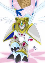 Rule 34 | armor, cat, cat tail, digimon, digimon adventure 02, gauntlets, highres, nefertimon, tagme, tail, white cat, wings