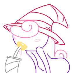 Rule 34 | 1girl, blush, female focus, hat, lowres, mario (series), nintendo, paper mario, partially colored, solo, super mario bros. 1, thick lips, vivian (paper mario), white background, witch hat