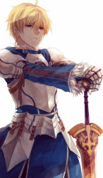 Rule 34 | 1boy, armor, arthur pendragon (fate), blonde hair, excalibur (fate/stay night), fate/prototype, fate (series), male focus, short hair, sinsora, solo, sword, weapon