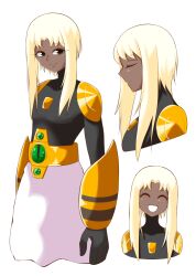 Rule 34 | 1other, blonde hair, brown eyes, collage, commentary request, dark skin, highres, hitotose9, long hair, looking at viewer, mega man (series), mega man battle network, mega man battle network (series), mega man battle network 3, no headwear, serenade exe, sidelocks, simple background, smile, solo, white background