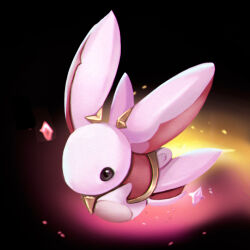 Rule 34 | animal, black background, huangse de dan tong, league of legends, looking at viewer, multicolored background, no humans, pink background, rabbit, solo, star guardian (league of legends), yellow background