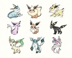 Rule 34 | :3, black eyes, blue eyes, bow, closed mouth, colored sclera, creatures (company), eevee, espeon, evolutionary line, fins, flareon, game freak, gen 1 pokemon, gen 2 pokemon, gen 4 pokemon, gen 6 pokemon, glaceon, head fins, highres, jolteon, leaf, leafeon, metikyun, nintendo, no humans, pointy ears, pokemon, pokemon (creature), red sclera, split tail, sylveon, tail, trait connection, umbreon, vaporeon, white background