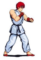 Rule 34 | 1980s (style), capcom, karate, official art, retro artstyle, red hair, retro artstyle, ryu (street fighter), street fighter, street fighter 1, yasuda akira