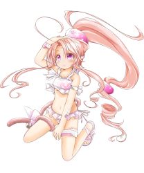 Rule 34 | 1girl, akino coto, bell, highres, jingle bell, long hair, mecha shoujo taisen z, pink eyes, simple background, solo, tail, very long hair, white background