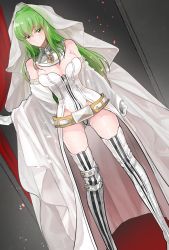 Rule 34 | 10s, 1girl, :/, arm at side, arm strap, asymmetrical legwear, bad id, bad pixiv id, bare shoulders, belt, belt buckle, belt skirt, blush, breasts, bridal veil, buckle, c.c., cleavage, clenched hand, closed mouth, code geass, cosplay, curtains, detached collar, detached sleeves, diffraction spikes, dutch angle, fate/extra, fate/extra ccc, fate/grand order, fate (series), gloves, green hair, groin, hair between eyes, highres, hip focus, hominamia, indoors, large breasts, legs apart, leotard, lock, long hair, long legs, looking at viewer, nero claudius (bride) (fate), nero claudius (bride) (third ascension) (fate), nero claudius (fate), nero claudius (fate) (all), outstretched arm, padlock, saber bride, saber bride (cosplay), showgirl skirt, skirt, solo, standing, straight hair, strapless, strapless leotard, thighhighs, turtleneck, uneven legwear, veil, very long hair, white gloves, white leotard, white skirt, white thighhighs, wide sleeves, yellow eyes, zipper, zipper pull tab
