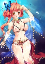 Rule 34 | 1girl, ahoge, arm up, armlet, bad id, bad pixiv id, bare shoulders, blush, bra, bracelet, breastless clothes, breasts, brown hair, bubble, butterfly hair ornament, chain belt, choker, cleavage, crotchless, crotchless panties, cupless bra, dancer (ragnarok online), hair bun, hair ornament, highres, jewelry, large breasts, long hair, lots of jewelry, navel, necklace, nipples, orange eyes, panties, pussy, ragnarok online, see-through, shawl, single hair bun, solo, sorai shin&#039;ya, tears, thigh gap, thighs, uncensored, underwater, underwear