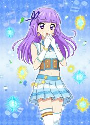 Rule 34 | aikatsu!, aikatsu! (series), blush, dress, gloves, highres, hikami sumire, long hair, purple eyes, purple hair, skirt