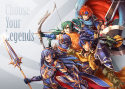 Rule 34 | armor, arrow (projectile), axe, blue hair, bow (weapon), breastplate, cape, fire emblem, fire emblem: path of radiance, fire emblem: radiant dawn, fire emblem: the binding blade, fire emblem: the blazing blade, fire emblem awakening, fire emblem heroes, green hair, grin, gzei, headband, highres, holding, holding shield, holding sword, holding weapon, huge weapon, ike (fire emblem), long hair, lucina (brave princess) (fire emblem), lucina (fire emblem), lyn (fire emblem), nintendo, pauldrons, polearm, ponytail, quiver, red hair, roy (fire emblem), shield, shoulder armor, smile, spear, spiked hair, sword, weapon