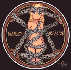 Rule 34 | 1girl, armored core, armored core: for answer, bdsm, blonde hair, bondage, bound, chain, from software, green eyes, nancou (nankou), navel, nude, solo