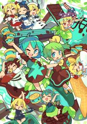 Rule 34 | 6+girls, ;d, ^ ^, alternate color, arms up, candy, chen, chibi, chocolate, chocolate bar, cirno, closed eyes, clownpiece, commentary, daiyousei, double scoop, eternity larva, fairy, food, full body, happy, highres, ice cream, ice cream cone, ice cream sandwich, lily white, looking at viewer, luna child, mint, mint chocolate, moyazou (kitaguni moyashi seizoujo), multiple girls, one eye closed, open mouth, rumia, smile, star sapphire, sunny milk, touhou