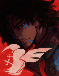Rule 34 | 1boy, artist name, barbarvsah, bird, black hair, dated, highres, hummingbird, joe (megalo box), male focus, megalo box, portrait, red background, red eyes, scar, scar on face, solo, tombstone