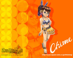 Rule 34 | 1girl, 3d, alternate costume, bikini, blush, chime, clavat, final fantasy, final fantasy crystal chronicles, final fantasy crystal chronicles: my life as a king, front-tie top, glasses, official art, official wallpaper, ponytail, sandals, selkie, solo, swimsuit, tattoo, wallpaper
