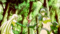 Rule 34 | 2girls, alleyne (queen&#039;s blade), animated, animated gif, armor, blonde hair, breasts, echidna (queen&#039;s blade), elf, fighting, green hair, large breasts, long hair, multiple girls, pointy ears, queen&#039;s blade, snake, staff, sword, weapon
