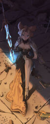 Rule 34 | 1girl, 2boys, absurdres, after battle, animal ears, arm support, black dress, blacktail hihi, blonde hair, blue eyes, breasts, bullet, capelet, clothing cutout, crack, cracked floor, dress, elea (granblue fantasy), erune, from above, glowing, glowing sword, glowing weapon, granblue fantasy, gun, hand on own knee, heart cutout, high heels, highres, hole, jacket, katana, looking at viewer, medium breasts, multiple boys, on floor, seductive smile, shell casing, shiny skin, short hair, smile, solo, solo focus, strapless, strapless dress, sunlight, sword, weapon, white jacket
