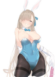 Rule 34 | 1girl, absurdres, animal ears, arm behind back, asuna (blue archive), asuna (bunny) (blue archive), bare shoulders, black pantyhose, blonde hair, blue archive, blue bow, blue bowtie, blue eyes, blue leotard, blue ribbon, blush, bow, bowtie, breasts, cleavage, commentary, condom, condom packet strip, condom wrapper, covered navel, cowboy shot, detached collar, fake animal ears, gloves, hair between eyes, hair over one eye, hair ribbon, heart, heart-shaped pupils, highres, holding, holding condom, large breasts, leotard, long hair, looking at viewer, pantyhose, parted lips, playboy bunny, rabbit ears, ribbon, shimicha, simple background, sketch, smile, solo, straight hair, symbol-shaped pupils, thighband pantyhose, traditional bowtie, white background, white gloves, wing collar
