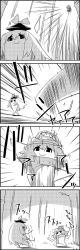 Rule 34 | 1girl, 4koma, bamboo, bamboo forest, chibi, chibi on head, comic, commentary request, daiyousei, fairy wings, forest, greyscale, hat, highres, jumping, kamishirasawa keine, letty whiterock, mini person, minigirl, monochrome, nature, o o, on head, open mouth, scarf, side ponytail, smile, tani takeshi, tears, touhou, translation request, wings, yukkuri shiteitte ne