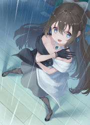 Rule 34 | 1girl, aqua eyes, artist name, artist request, back bow, bare shoulders, belt, black dress, black footwear, black gloves, black high heels, black skirt, blue eyes, blush, bow, bow hairband, breasts, brooch, brown hair, brown pantyhose, buttons, choker, collarbone, diamond (gemstone), dress, drop earrings, earrings, evening gown, female focus, floating hair, full body, gloves, grey belt, grey bow, grey skirt, hair between eyes, hair bow, hairband, half updo, high heels, high ponytail, highres, jewelry, lace, lace gloves, long hair, looking at viewer, love live!, love live! nijigasaki high school idol club, love live! school idol festival, miniskirt, multicolored clothes, multicolored dress, off-shoulder dress, off shoulder, ousaka shizuku, outdoors, pantyhose, parted lips, plaid, plaid dress, plaid skirt, pleated, pleated dress, pleated skirt, ponytail, pose, rain, skirt, sleeveless, sleeveless dress, small breasts, smile, solitude rain (love live!), solo, standing, two-tone dress, v-shaped eyebrows, wavy hair, white bow, white choker, white dress, white skirt