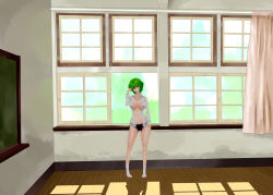 Rule 34 | 1girl, bad id, bad pixiv id, black panties, breasts, chalkboard, classroom, collarbone, curtains, dress shirt, green hair, hand in own hair, indoors, kazami yuuka, kinohino, knees, lace, lace-trimmed panties, lace trim, large breasts, legs, light, long sleeves, looking at viewer, no bra, open clothes, open shirt, open window, orange eyes, panties, school, shadow, shirt, sky, socks, solo, sunlight, thighs, touhou, tree, underwear, wavy hair, white shirt, white sky, window