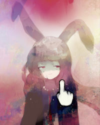 Rule 34 | 1girl, animal ears, crying, cursor, jacket, light purple hair, long hair, looking at viewer, necktie, rabbit ears, rabbit girl, rabbit tail, red eyes, red necktie, reisen udongein inaba, solo, tail, touhou, tsukamoto anabone, upper body, very long hair