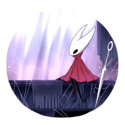 Rule 34 | 1girl, bad id, bad pixiv id, cloak, commentary request, dated, full body, hollow eyes, hollow knight, hornet (hollow knight), horns, light rays, needle, needle (hollow knight), red cloak, sango (y1994318), silk, simple background, sitting, solo, spider web, weapon, white background