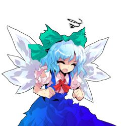 Rule 34 | alphes, cirno, closed eyes, dress, official art, pinafore dress, sleeveless dress, solo, torn clothes, touhou, touhou hisoutensoku, transparent background, wings