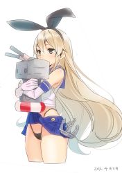 Rule 34 | 10s, 1girl, 2016, ama mitsuki, anchor hair ornament, black panties, blonde hair, cannon, crop top, cropped legs, dated, elbow gloves, gloves, grey eyes, hair ornament, hairband, highleg, highleg panties, hug, kantai collection, lifebuoy, long hair, microskirt, miniskirt, panties, rensouhou-chan, sailor collar, school uniform, serafuku, shimakaze (kancolle), simple background, skirt, solo, striped clothes, striped thighhighs, swim ring, thighhighs, turret, underwear, white background, white gloves