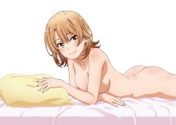 Rule 34 | 1girl, ass, bed, highres, isshiki iroha, nipples, nude, short hair, smile, yahari ore no seishun lovecome wa machigatteiru.