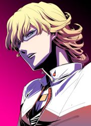 Rule 34 | 10s, 1boy, barnaby brooks jr., blonde hair, glasses, hidou ryouji, high contrast, jacket, jewelry, male focus, necklace, red jacket, solo, tiger &amp; bunny, v-neck