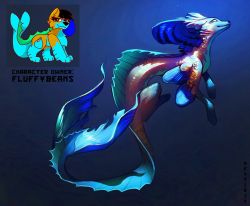 Rule 34 | absurdres, artist name, borrowed character, chimerism, closed mouth, fusion, highres, looking up, neytirix, no humans, no pupils, original, scales, shiny skin, tail, underwater