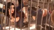Rule 34 | 1girl, 3d, animated, ass, bdsm, bent over, bestiality, bioshock, bioshock (series), bioshock infinite, black hair, bodysuit, bondage, bound, breasts, breasts out, cage, dog, doggystyle, elizabeth (bioshock infinite), eyeshadow, hetero, highres, large breasts, lipstick, makeup, nipples, noname55, penis, presenting, sex, sex from behind, sound, tagme, uncensored, vaginal, video