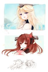 Rule 34 | 2girls, bad id, bad pixiv id, blonde hair, blue eyes, blush, brown eyes, brown hair, cellphone, charm (object), cherry blossoms, comic, embarrassed, highres, iowa (kancolle), kantai collection, multiple girls, phone, photo (object), ponytail, shima (aliceanna0518), smartphone, star-shaped pupils, star (symbol), symbol-shaped pupils, tassel, translation request, yamato (kancolle), yuri