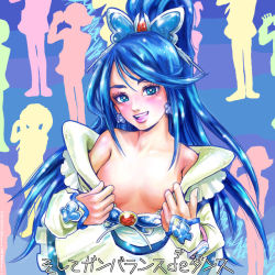 Rule 34 | 00s, 1girl, blue eyes, blue hair, breasts, butterfly hair ornament, cure aqua, hair ornament, magical girl, matching hair/eyes, medium breasts, minazuki karen, precure, realistic, solo, surfroach, undressing, wide ponytail, yes! precure 5