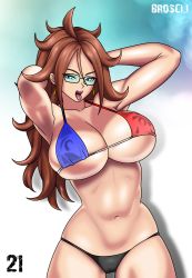 Rule 34 | 1girl, aaron broscli, android 21, breasts, dragon ball, dragon ball fighterz, female focus, highres, swimsuit