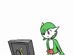 Rule 34 | animated, animated gif, covering own mouth, creatures (company), english text, game freak, gardevoir, gen 3 pokemon, lowres, nintendo, no humans, pokemon, pokemon (creature), scared, simple background, solo, tears