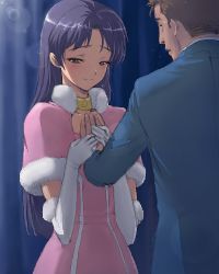 Rule 34 | 00s, 1boy, 1girl, blush, cute &amp; girly (idolmaster), elbow gloves, gloves, hand on another&#039;s chest, hand on own chest, idolmaster, idolmaster (classic), idolmaster 1, kisaragi chihaya, lowres, matsudo aya