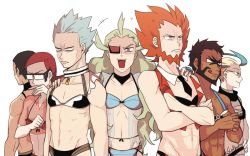 Rule 34 | 6+boys, :d, :q,  (pokemon), abs, adapted costume, ahoge, archie (pokemon), archie (pokemon oras), artist name, beard, bikini, black hair, blonde hair, brown hair, choker, colress (pokemon), commentary, covering own mouth, cracking knuckles, creatures (company), crossdressing, crossed arms, cyrus (pokemon), eyepatch, facial hair, from behind, game freak, ghetsis (pokemon), giovanni (pokemon), glasses, green eyes, green hair, grey hair, hand on another&#039;s shoulder, hand on own hip, long hair, lysandre (pokemon), male focus, maxie (pokemon), maxie (pokemon oras), multicolored hair, multiple boys, navel, necktie, nintendo, open mouth, pokemon, pokemon bw, pokemon bw2, pokemon dppt, pokemon oras, pokemon xy, red eyes, red hair, scar, scar across eye, scar on face, see-through, shaded face, short hair, smile, ssalbulre, streaked hair, swimsuit, tongue, tongue out, two-tone hair, wavy hair
