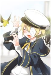 Rule 34 | 1boy, 2016, 2others, bandages, bandage over one eye, bird, blonde hair, blue coat, blurry, blurry background, blush, coat, cubi (vocaloid), dated, depth of field, closed eyes, flying, hat, james (vocaloid), laughing, mizuhoshi taichi, multiple others, oliver (vocaloid), open mouth, pale skin, robot, sailor collar, sailor hat, smile, vocaloid, | |
