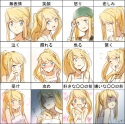 Rule 34 | + +, 00s, 1girl, angry, bad id, bad pixiv id, blonde hair, blue eyes, blush, chart, expressions, frown, fullmetal alchemist, happy, heart, multiple views, partially translated, ponytail, riru, surprised, tears, translation request, winry rockbell, wrench