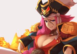 Rule 34 | 10s, 1girl, blue eyes, braid, breasts, choker, cleavage, coat, fate/extra, fate/grand order, fate (series), francis drake (fate), hat, long hair, pants, pink hair, scar, smile